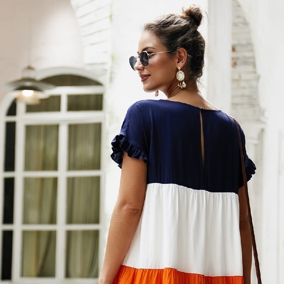 ❌ SOLD ❌ Colorblock Tiered Dress Dress, Size M, L, NWT - Picture 3 of 4